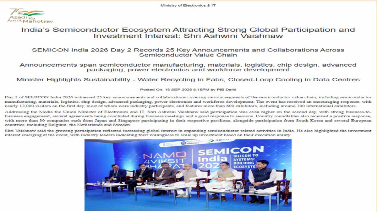 SEMICON India 2026 Day 2: 25 Key Semiconductor Announcements and Collaborations